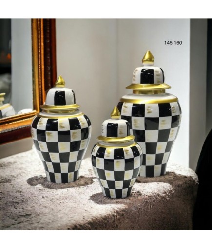 KLASİK KÜP SİYAH DAMA EFEKT EL BOYAMA 145 160