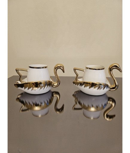 KUĞULU FİNCAN 2 Lİ BEYAZ GOLD