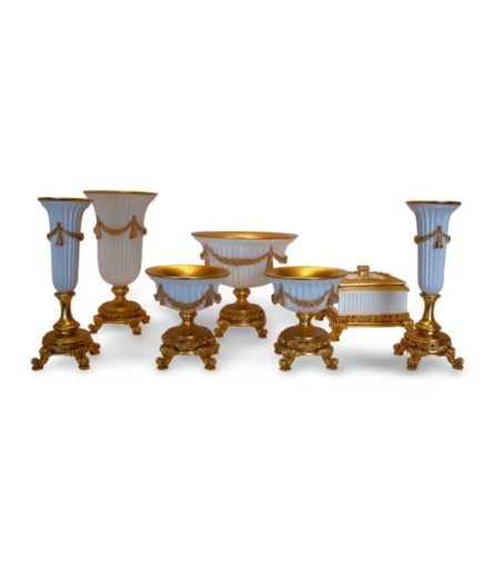 Çiçekli Salon Takımı Beyaz 