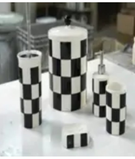 MİMOZA BANYO SET SİYAH DAMA