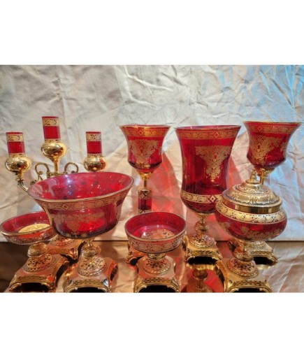 SALON SET 8 PARÇA KIRMIZI VARAK