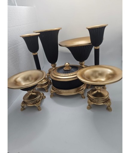 SALON SET 7 PARÇA SİYAH VARAK DÜZ