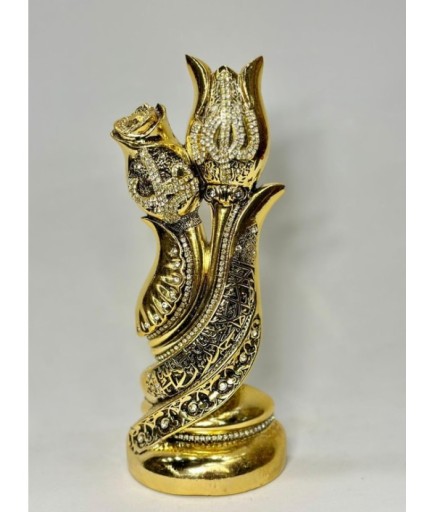 Taşlı Lale Gül Tevhid Yazılı Dekor