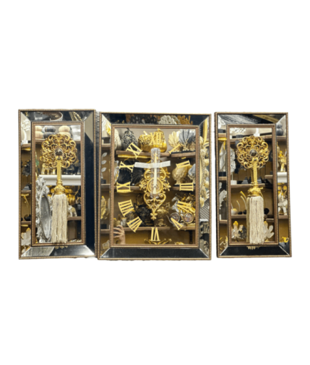 3'LÜ AYNALI SAAT PÜSKÜLLÜ DEKOR GAGA-911