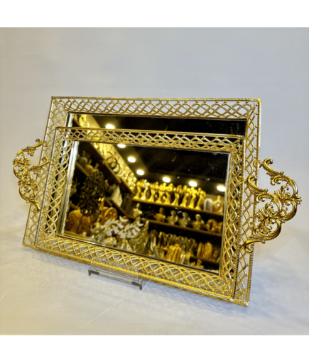 2'Lİ ŞERİTLİ METAL AYNALI TEPSİ GAGA-047