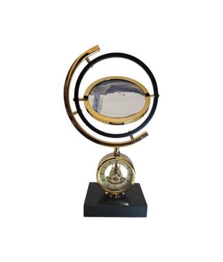 Altın Detaylı Kum Akvaryumlu Dekoratif Saat