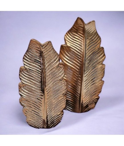 2'Lİ KAPLAMA YAPRAK VAZO SET GAGA-007 BRONZ