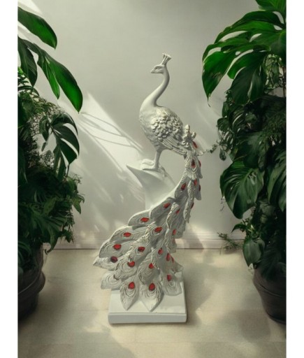 Dikey Taşlı Tavuskuşu  Dekoratif Obje