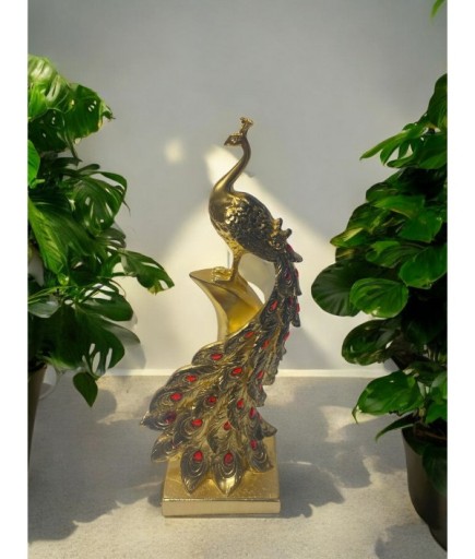 Dikey Taşlı Tavuskuşu  Dekoratif Obje