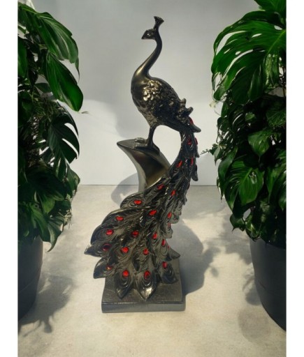 Dikey Taşlı Tavuskuşu  Dekoratif Obje