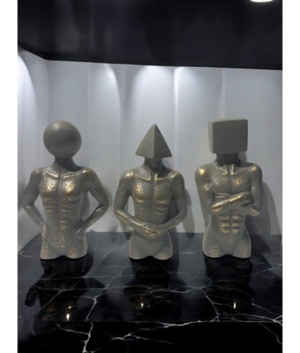 Üçlü Geometrik Başlı Soyut Set Deokratif Obje