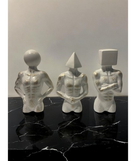 Üçlü Geometrik Başlı Soyut Set Deokratif Obje