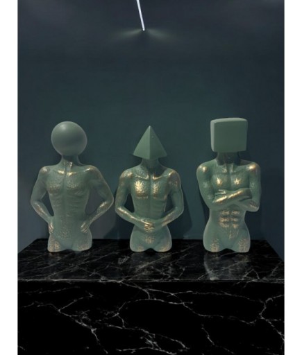 Üçlü Geometrik Başlı Soyut Set Deokratif Obje