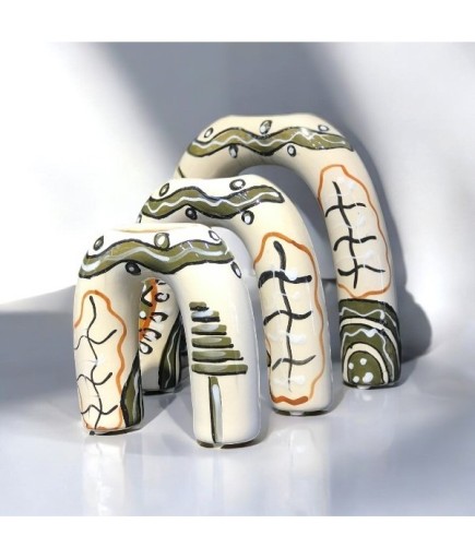 3'lü Desenli Boynuz Vazo