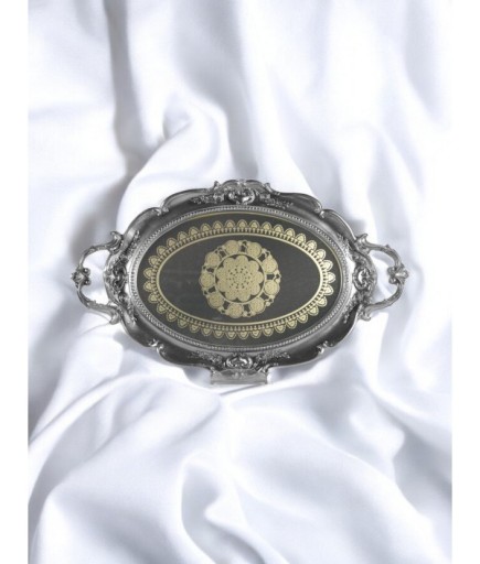 Polyester Desenli Oval Epoksi Cam Tepsi