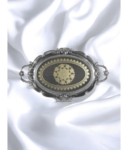 Polyester Desenli Oval Epoksi Cam Tepsi