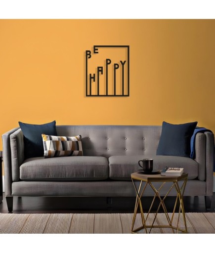 Be Happy Siyah Duvar Dekorasyon