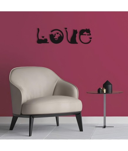 Love Kedi Detaylı Siyah Duvar Dekorasyonu