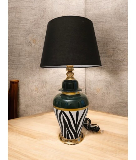 Yeşil Detaylı El Boyama Abajur