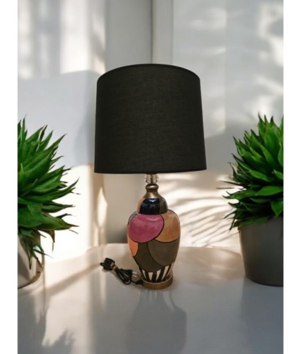 Dalmaçyalı Siyah Kadife Abajur