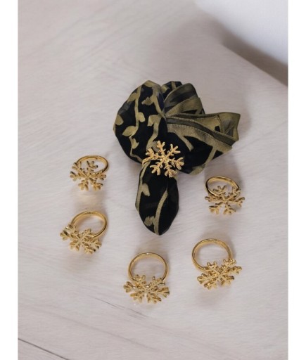 6'lı Altın Renk Kar Tanesi Peçetelik