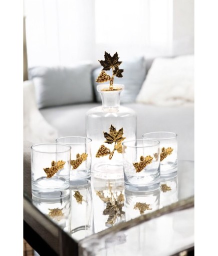 Altın Üzüm Detaylı 4'lü Viski Bardağı Viskilik