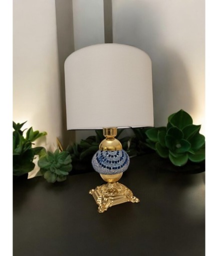 Altın Detaylı Desenli Dekoratif Abajur