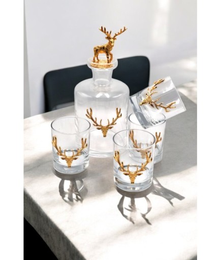 Geyikli 4'lü Viski Bardaklı Viskilik