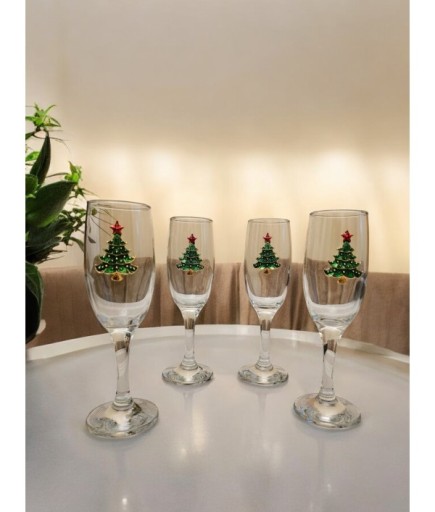 6’lı Çam Ağacı Detaylı Şampanya Kadehi