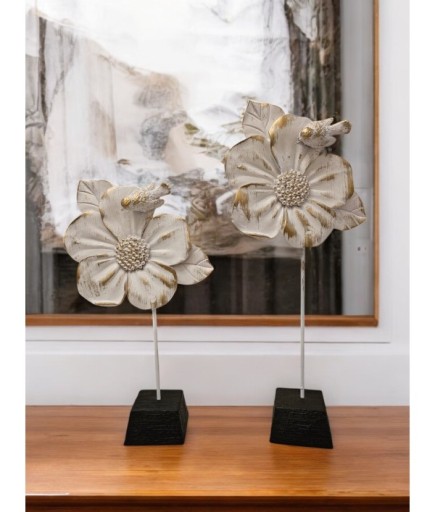 2'li Çiçek ve Kuş Dekoratif Obje