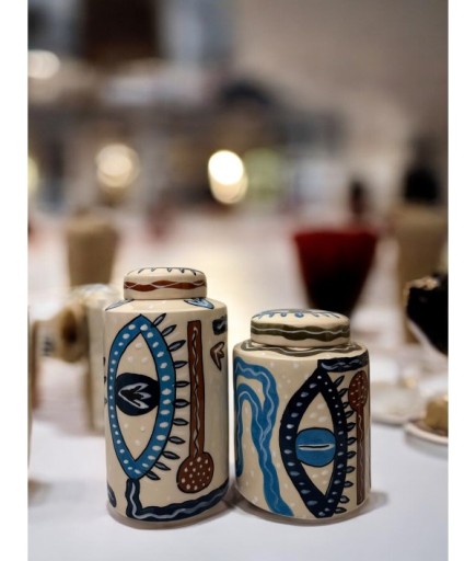 2'li Mavi Göz Desenli Dekoratif Küp