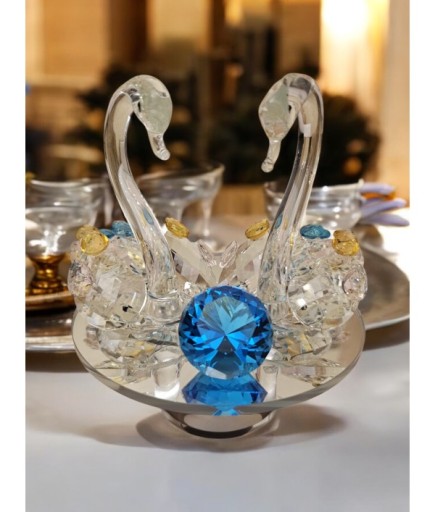 Kristal Kesim Aynalı Dekoratif Kuğu Obje