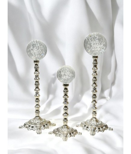 2'li Kristal Toplu Metal Ayaklı Dekoratif Obje