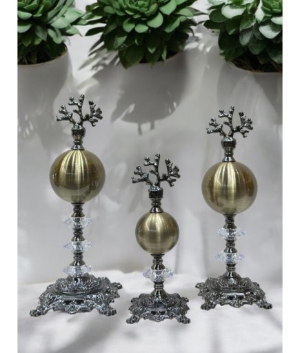 Mercan Başlı Kristal Detaylı Dekoratif Obje