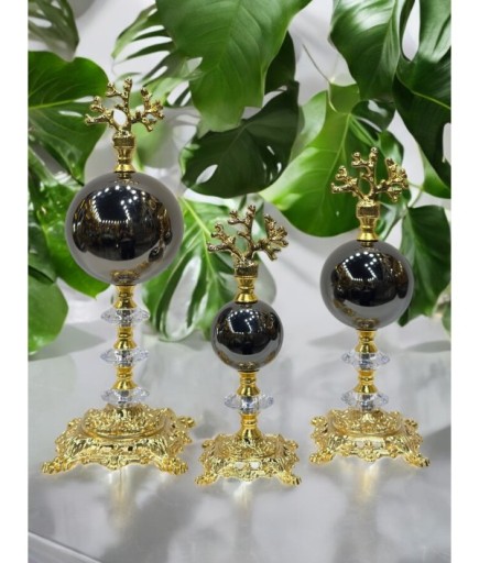 Mercan Başlı Kristal Detaylı Dekoratif Obje