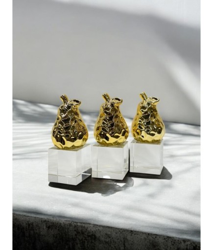 Altın Renk Armut Kristal Dekoratif Obje