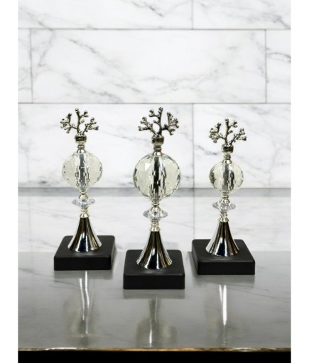 Mercan Başlı Kristal Toplu Dekoratif Obje