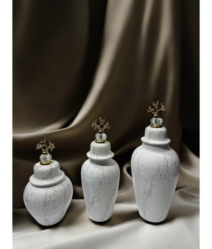 3'lü Seramik Porselen Karışımlı Dekoratif Küp