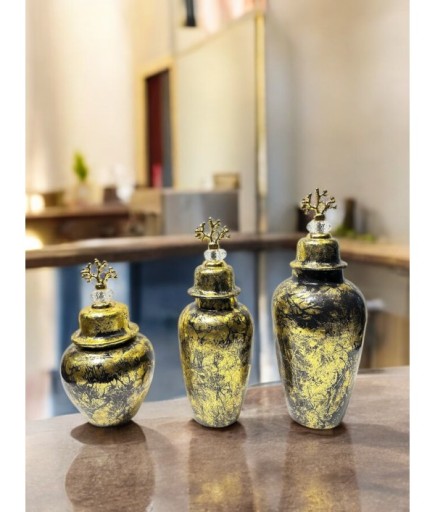 3'lü Seramik Porselen Karışımlı Dekoratif Küp