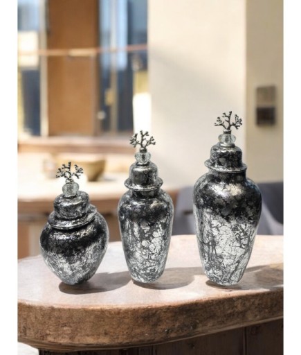 3'lü Seramik Porselen Karışımlı Dekoratif Küp