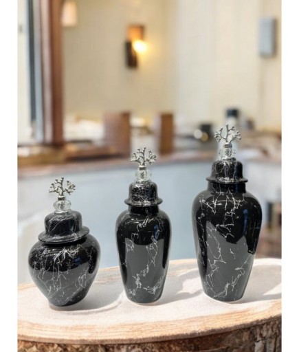 3'lü Seramik Porselen Karışımlı Dekoratif Küp