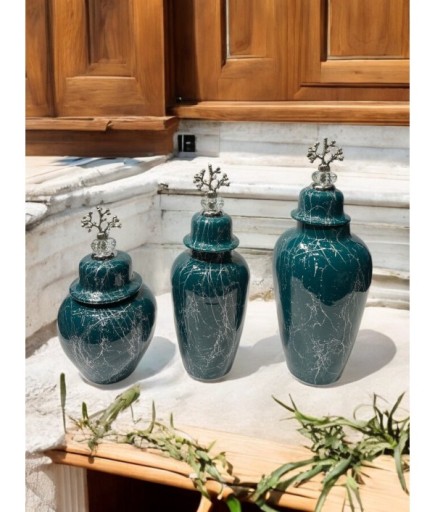 3'lü Seramik Porselen Karışımlı Dekoratif Küp