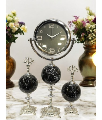 3'lü Mercan Detaylı Dekoratif Saat