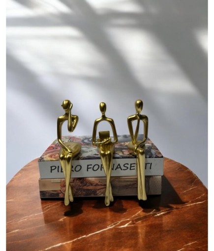 3'lü Oturan İnsan Dekoratif Polyester Obje