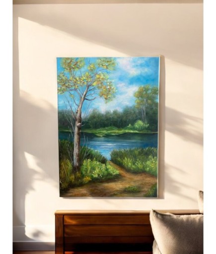 50 x 70 Dere Kenarı Tema Akrilik Boya Tablo