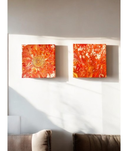 20 x 20 İkili Tuval Üzeri Akrilik Boya Tablo