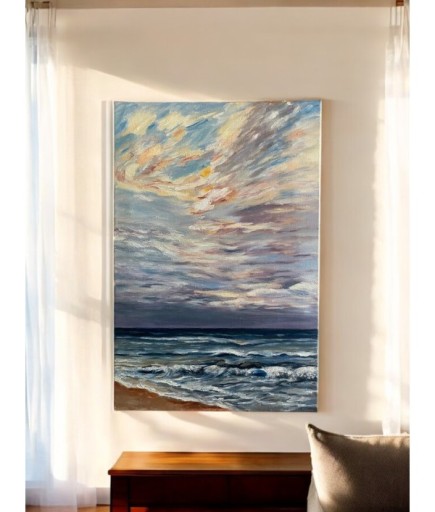 40 x 60  Sahil Tema Tuval Üzeri Akrilik Boya Tablo