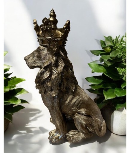 80 Cm Dekoratif Taçlı Aslan Kral