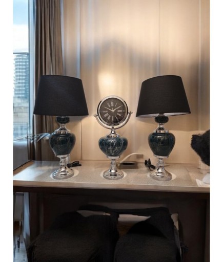 2'li Abajurlu Saatli Set Dekoratif Analog Saat