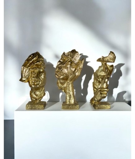 3'lü İnsan Yüz Dekoratif Biblo Obje